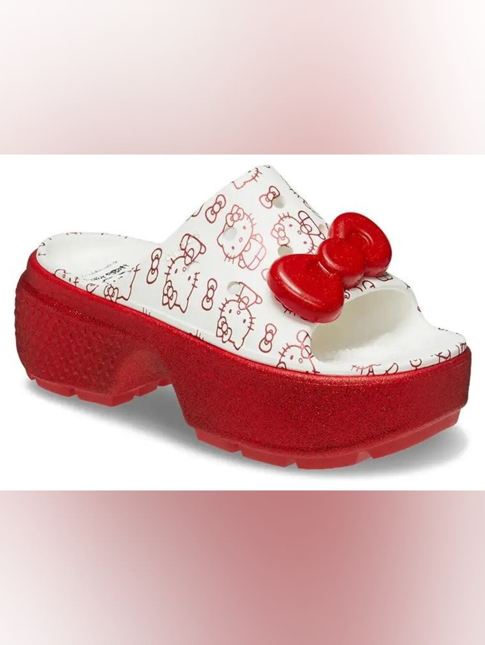 Crocs X Hello Kitty Stomp Slides  Women's 7 Rare 50th Anniversary White Red
